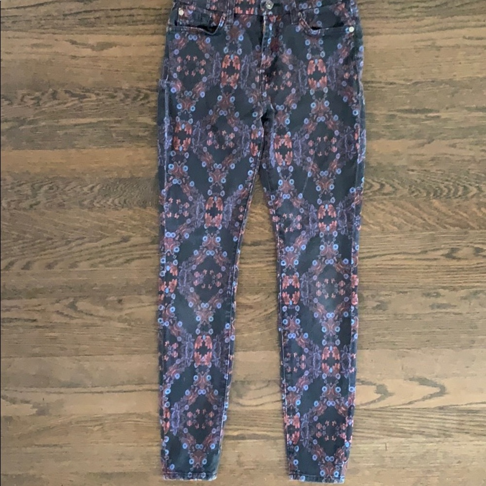 7 for all mankind flower print skinny jeans